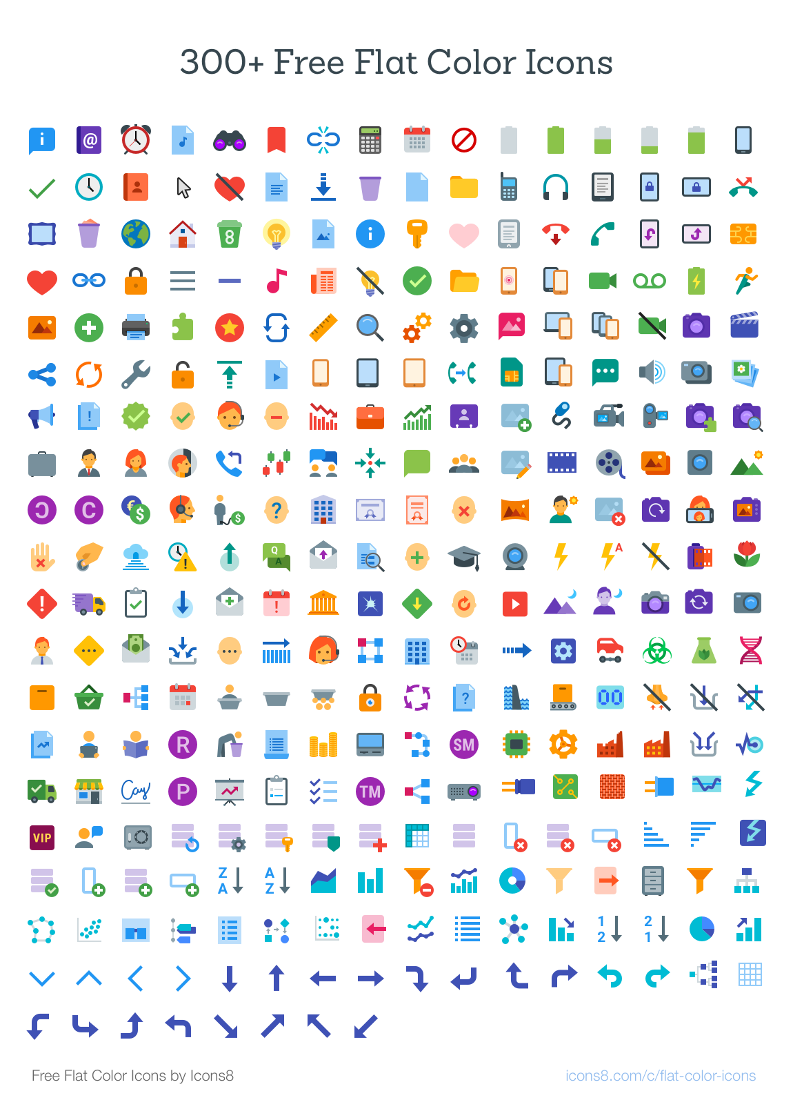 300 Free Flat Color Icons Tech ALL